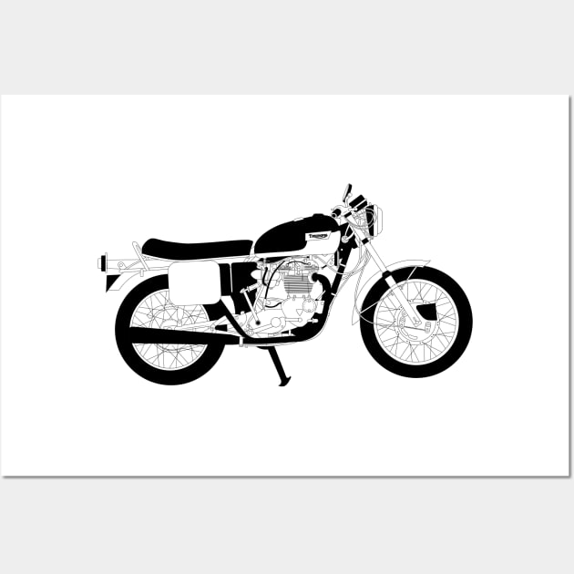 Triumph Bonneville Black Outline Wall Art by kindacoolbutnotreally